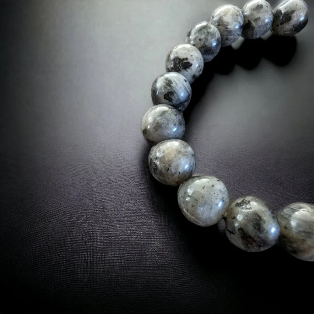 Larvikite Bracelet 10mm Natural Stones Stretch Crystals Unisex - Picture 2 of 4